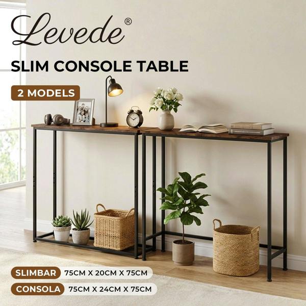 Levede Narrow Console Table Slim Entryway Hallway Sofa Table Display Shelf Wood Steel