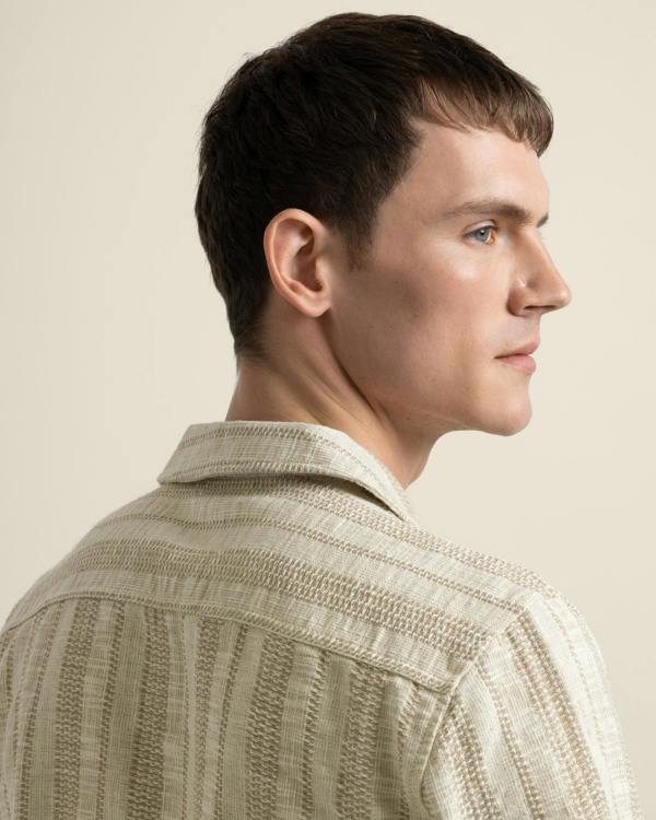 Larsson & Co Aric - Jacquard Stripe Short Sleeve Shirt