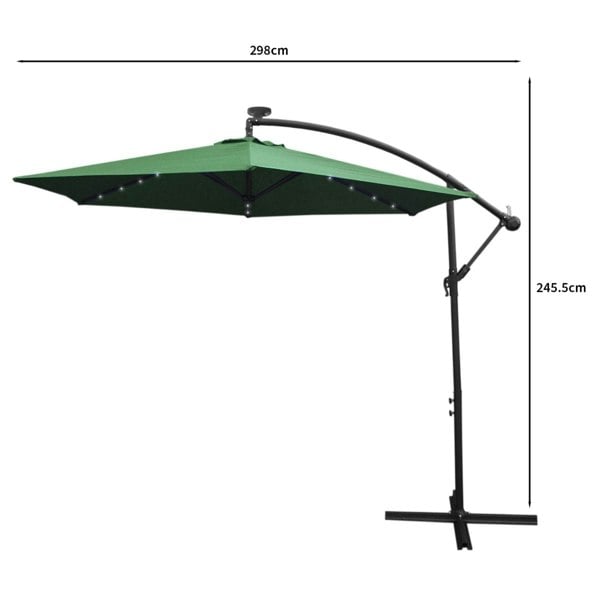 Monstershop Green 3m LED Cantilever Parasol