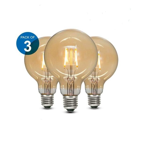 Ener-J Smart WiFi E27 LED Filament Bulb, 806lm 8.5W Dimmable CCT Golden G95 Globe, Works with Alexa & Google Assistant | Pack of 3