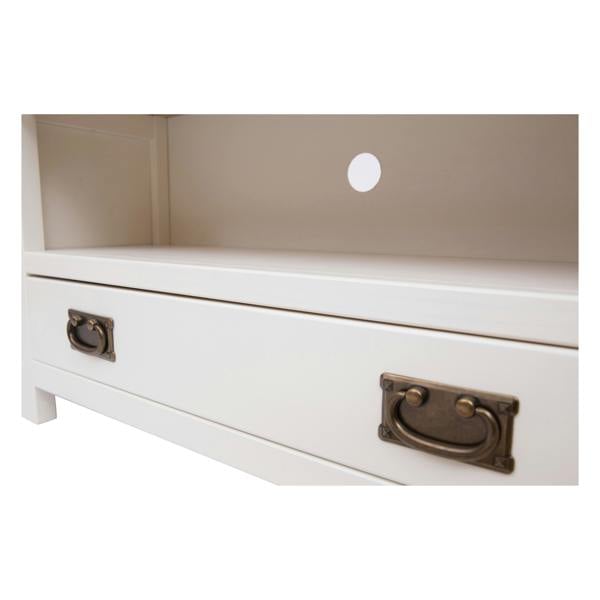 Cabinet Bits Lovere Off White 1 Drawer TV Cabinet Brass Drop Handle
