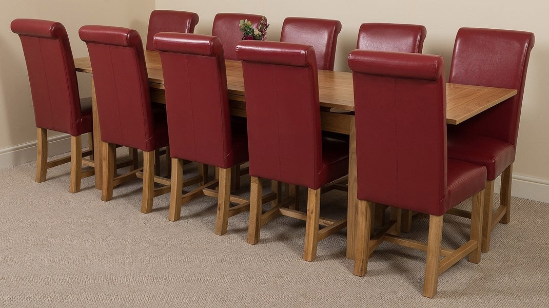 That's Furniture Richmond Large Oak Extending Dining Table with Washington Leather Chairs
