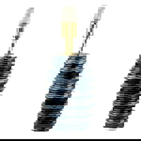 Modern Metallic Blue Gloss Ceramic Table Lamp Base with Ripple Grooves Image 1