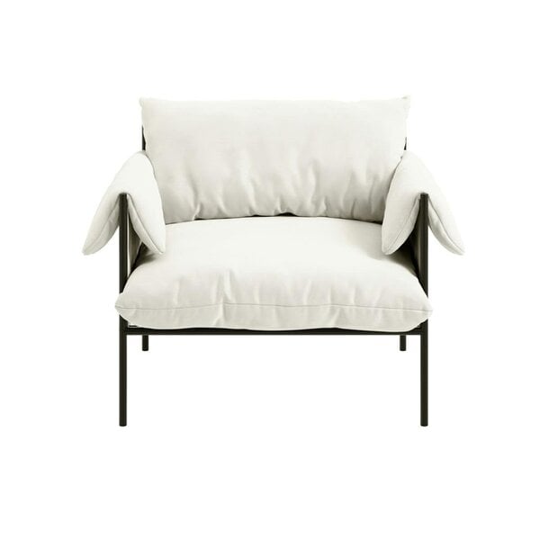 Wyld Haus Wardour Minimalist White Houseweave  Armchair Black Metal Legs