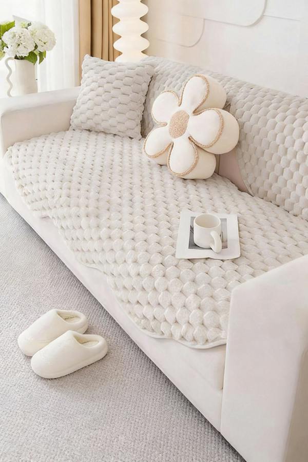 Non-Slip Faux Plush Sofa Protector