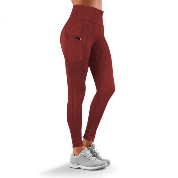 OOOOO Women's Workout Leggings Highwaist w/ Top Pockets & Line Effect, Mudstone