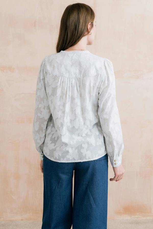 Lily & Me Poplar Cotton Jacquard Blouse Laurel