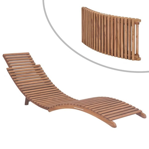 Berkfield Folding Sun Lounger Solid Teak Wood