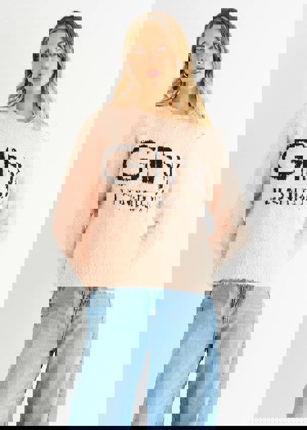 Gini London Pink Gini Logo Cozy Knit Jumper