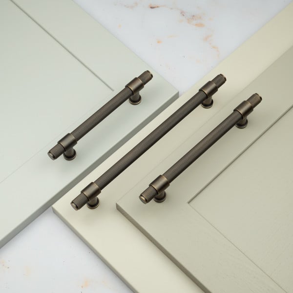 Handle & Home Antique Brass Knurled Handles with Clasp Detailing