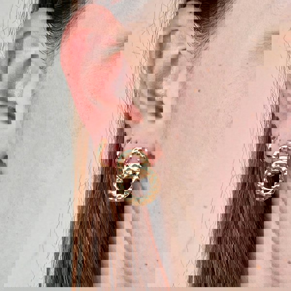 18ct Gold Plated Double Hoop Drop Earrings