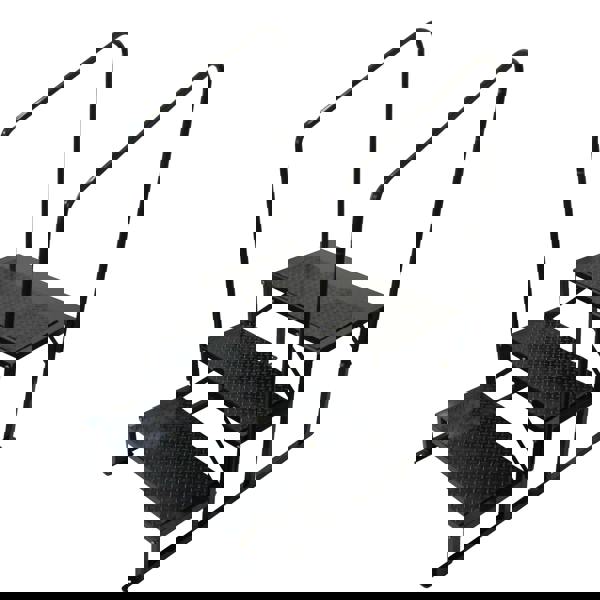 Freestanding Caravan Triple Step 3 Tread with 2 Handrails (Non Slip Mats Bolt Down Stairs Access)