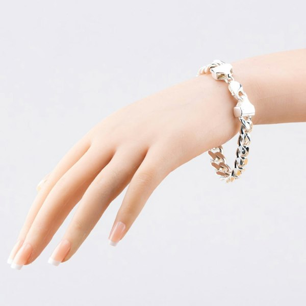 T. H. Baker Sterling Silver 11mm Curb Chain Bracelet S5172