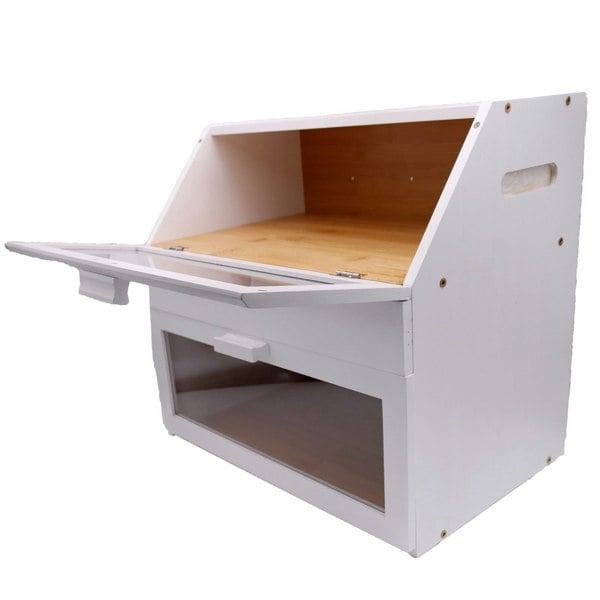 Maison des Cadeaux White 3 Compartment Bamboo Bread Bin