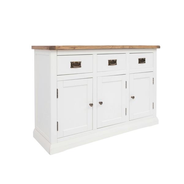 Cabinet Bits Cosenza Off White 3 Drawer 3 Door Sideboard Brass Drop Handle