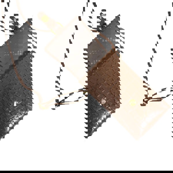 Assots London 'PETRA' Tan Croc Real Leather Mobile Phone Crossbody Bag