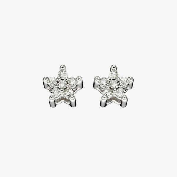 T. H. Baker 9ct White Gold Diamond Star Stud Earrings GE2353