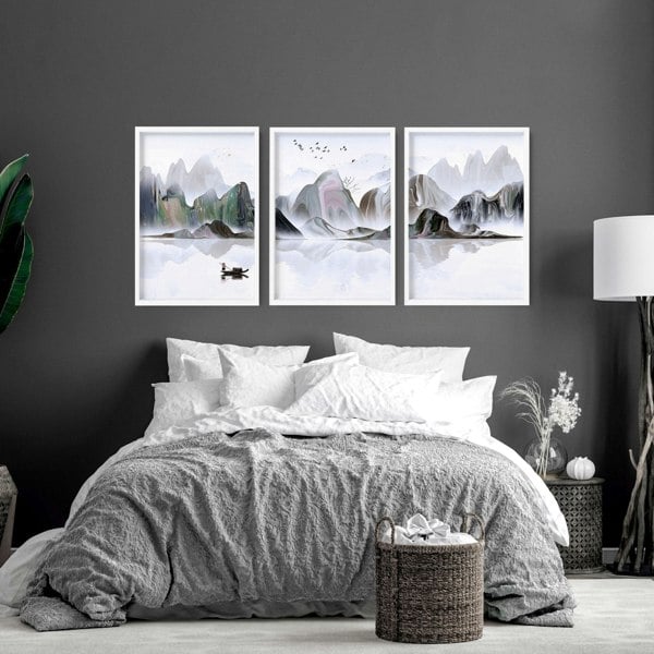 Pictures for bedrooms | set of 3 Japanese wall art prints