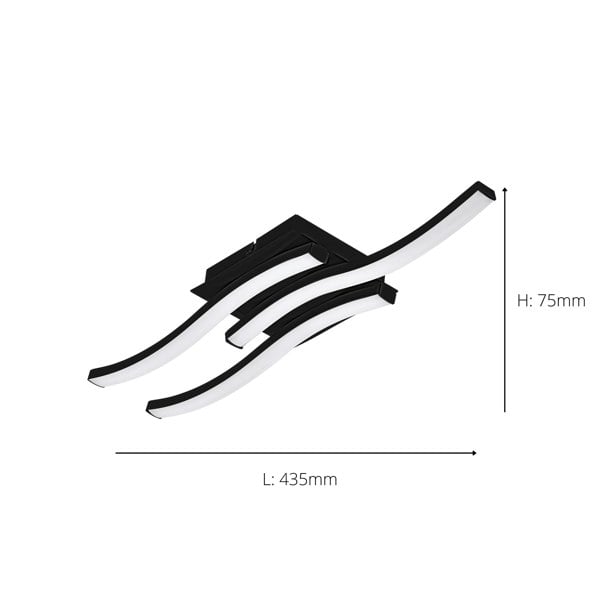 EGLO Basic Cabezas-E Black Steel And Plastic 3 Flame Wall/Ceiling Light, 4000K