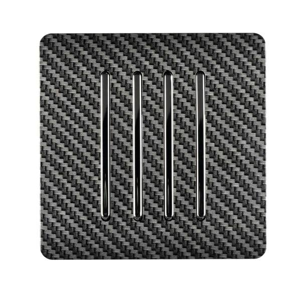 Trendi Switch 4 Gang 1 or 2 way Rocker Light Switch in Carbon Fibre