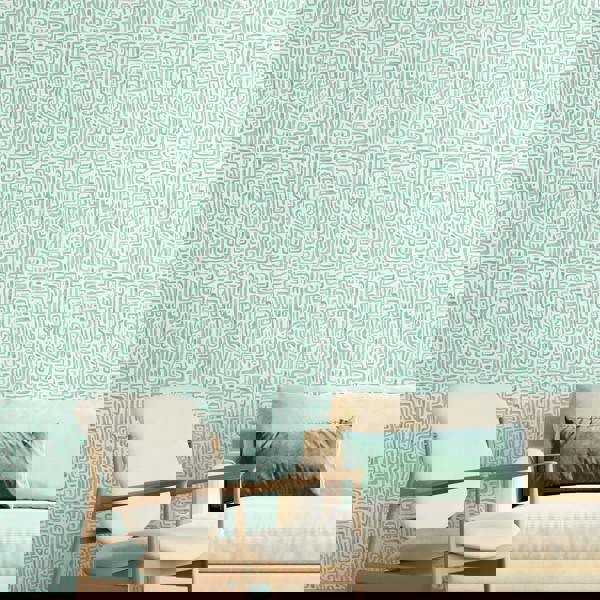 Hoopla Walls Maze Squiggle - Seafoam  10m Wallpaper