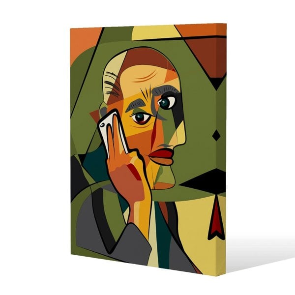 Benjamin Tate Design portrait cubism art style,man calls on a phone Slim Style Canvas Print  40x60cm , 15mm Slim Real wood.