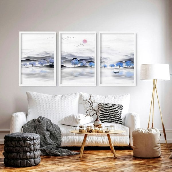 Japandi design | set of 3 unique wall art for living room