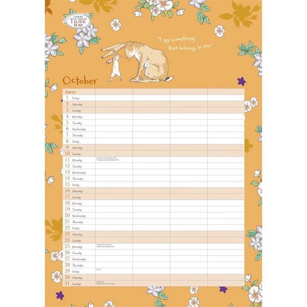 Guess How Much I Love You A3 Family Planner 2027, Family Planners, Month To View, History & Literature, Gift