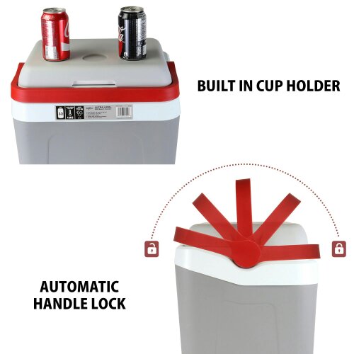 Koolatron Portable Cool Box 25L Mini Ice Chest Cooler Carry Handle for Camping Beach Fishing Travel RV