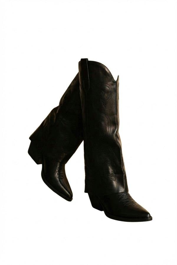 Ivy Womens Embroidered Western Cowboy Boots - Black