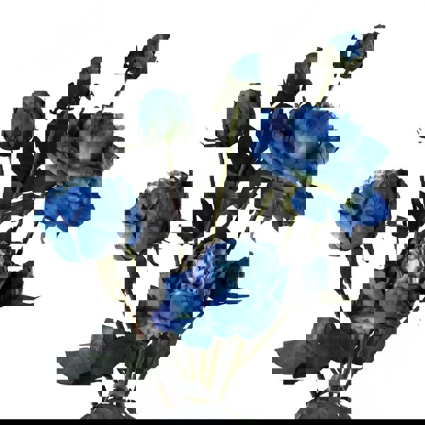 Leaf 6 x 55cm Blue Peony Artificial Flower Stems - 24 flowers 18 buds