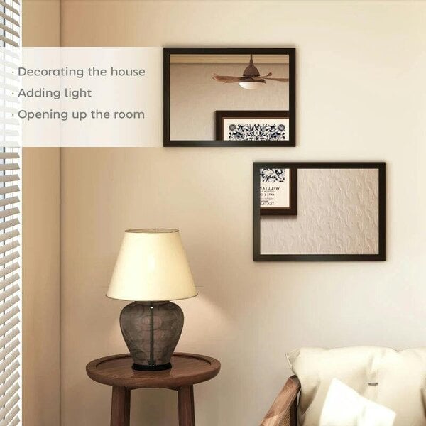 Bobobiy Wall Bathroom Mirror, 30 x 40 cm Wall-Mounted Mirror for Living Room, Bedroom, Hallway, Set of 2, Black