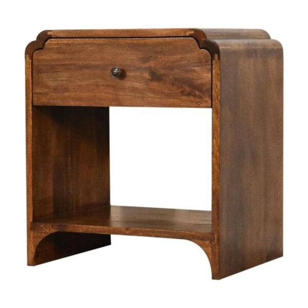 Wyld Haus Lanta Mango Wood Scalloped Bedside Table with Drawer