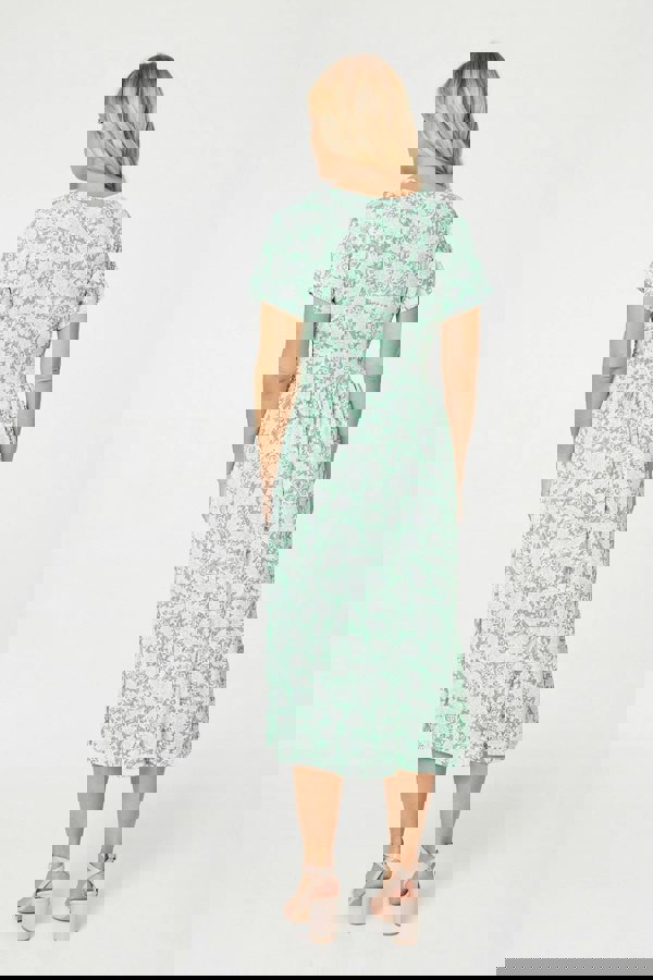 Green | Paisley Shirred Detail Midi Dress