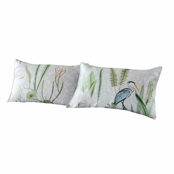 Paoletti Aaliyah Botanical Pillowcase (Pack of 2) - White/Green/Grey