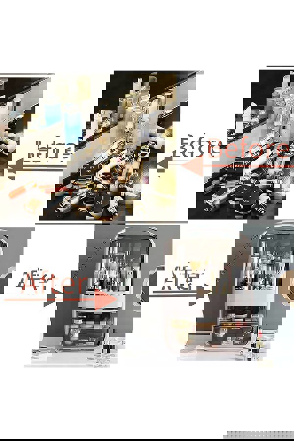 Living and Home Cosmetic Makeup Storage Organiser Skincare Display Box Case With Portable Handle