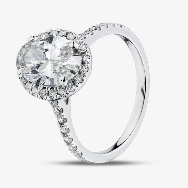 T. H. Baker 9ct White Gold 2.40ct Oval Lab Grown Diamond Halo Ring LGR43490-240SF (WG)