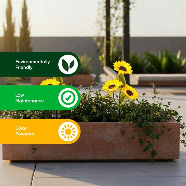 Gardenwize Pack of 2 Sunflower Solar Stake Lights with 3 Warm White LED Garden Lights