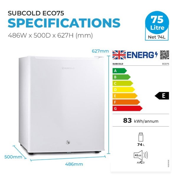 Subcold Eco75 Table Top Fridge - White