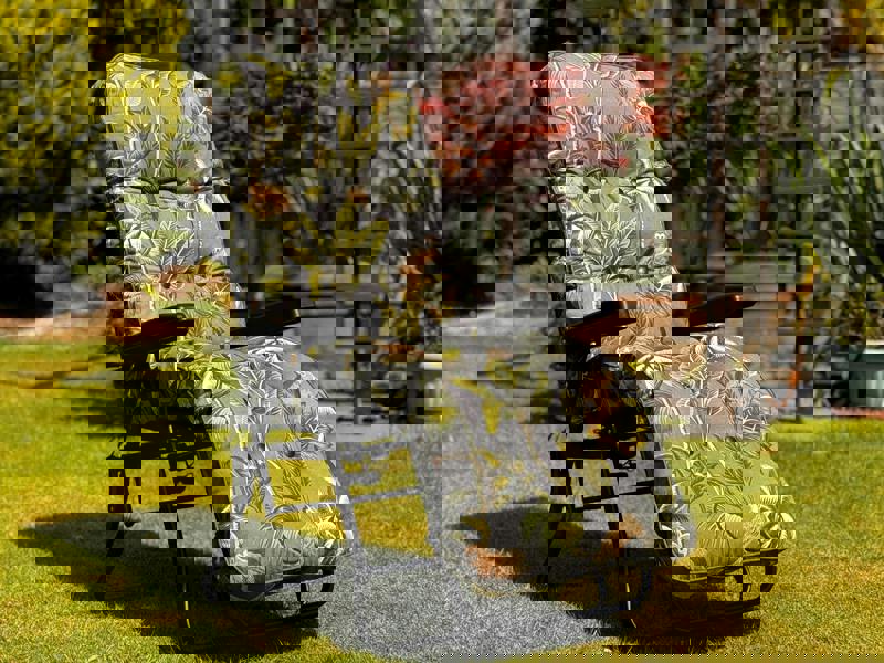 Deluxe Garden Relaxer REPLACEMENT CUSHION ONLY (pattern options available) (H) 99cm x (W) 58cm x (D) 73cm Tropical Grey The Garden Furniture Shop