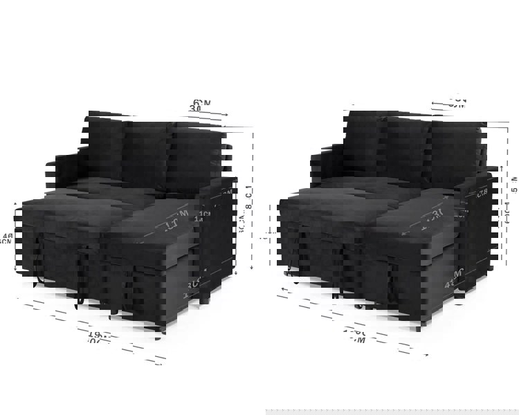 DS Living The Tranquilo 3 Seater Sofa Bed in Black or Navy