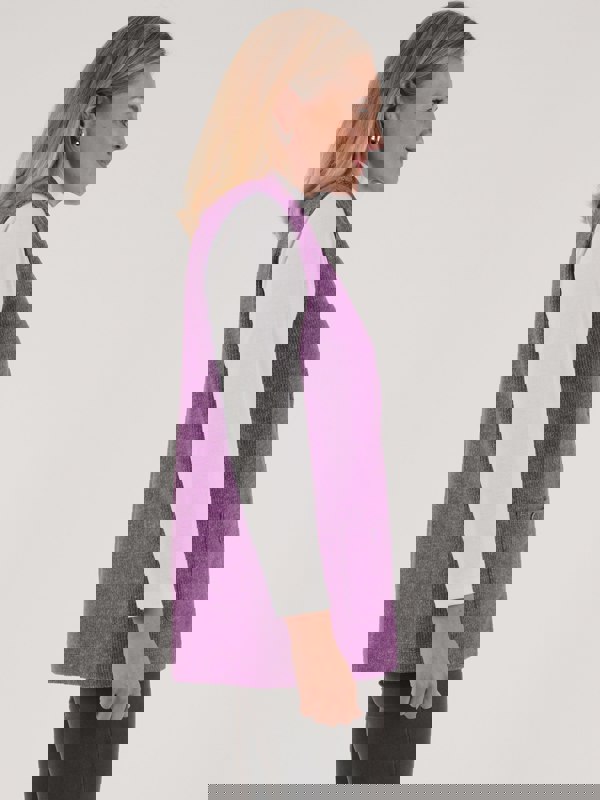 PennyPlain Ribbed Button Gilet - Amethyst