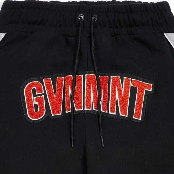 GVNMNT Clothing Co Chenille Varsity Shorts - Black / Grey / Orange