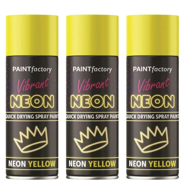 Paint Factory 3X  Fluorescent Neon Yellow Spray Paint 200ml