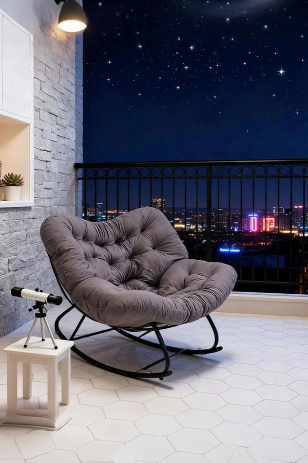Living and Home Fleece Fabri Modern Rocking Chair with Cushion