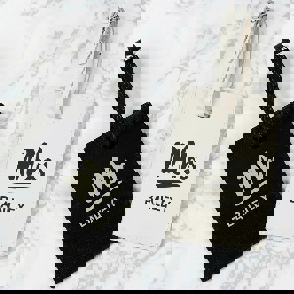 Personalised Memento Company Personalised Mr & Mrs Black & Cream Luggage Tag Set