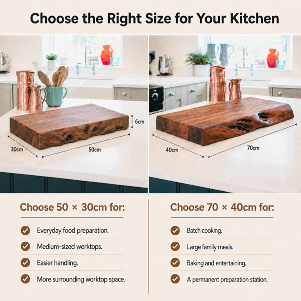 Downton Interiors Professional Chef Live Edge Acacia Wood Chopping Board - Extra Large