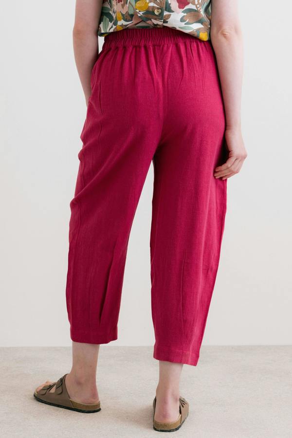 Lily & Me Sail Linen Blend Cropped Trousers Boysenberry