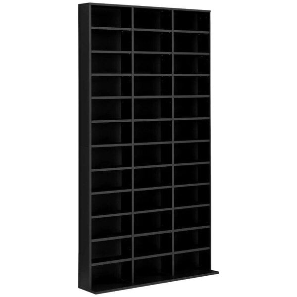 Bobobiy 1116 CD/ 528 DVD Storage Unit, Media Storage Shelf, Wooden Display Unit with Adjustable Shelves, 102 x 195 cm, Black