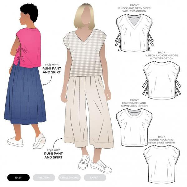 Style Arc Sewing Pattern Rumi Top - Tops for Women - Easy